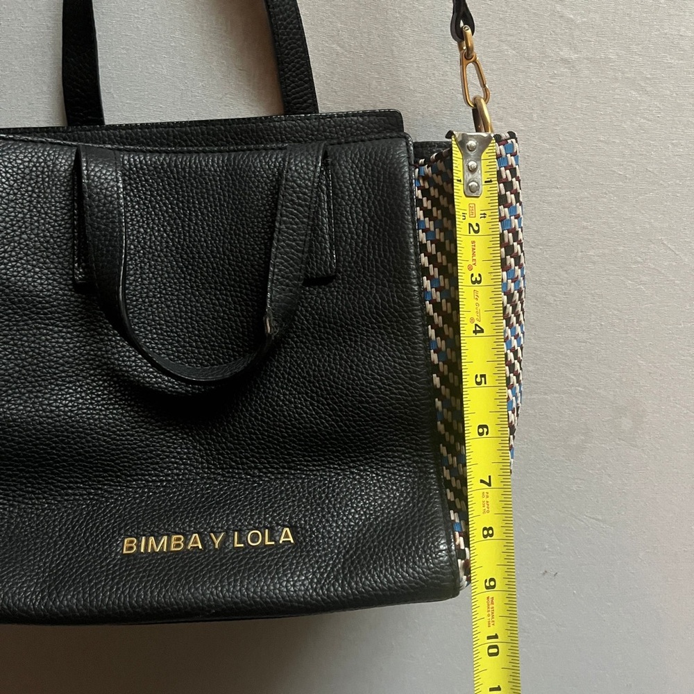 Bimba y Lola black leather woven side panel tote shoulder bag - Picture 14 of 15